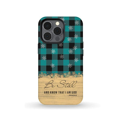 Be Still And Know That I Am God - Teal Black Buffalo Plaid - Christmas Phone Case - Bible Verse Phone Cases Samsung