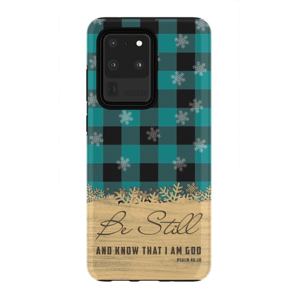 Be Still And Know That I Am God - Teal Black Buffalo Plaid - Christmas Phone Case - Bible Verse Phone Cases Samsung