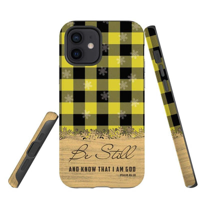 Be Still And Know That I Am God - Yellow Black Buffalo Plaid - Christmas Phone Case - Bible Verse Phone Cases Samsung