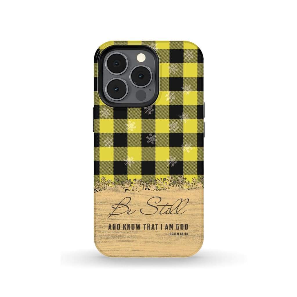 Be Still And Know That I Am God - Yellow Black Buffalo Plaid - Christmas Phone Case - Bible Verse Phone Cases Samsung
