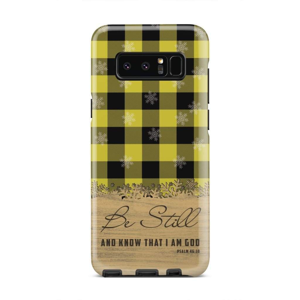 Be Still And Know That I Am God - Yellow Black Buffalo Plaid - Christmas Phone Case - Bible Verse Phone Cases Samsung