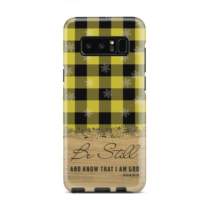 Be Still And Know That I Am God - Yellow Black Buffalo Plaid - Christmas Phone Case - Bible Verse Phone Cases Samsung