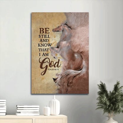 Be Still And Know That I Am God 46 10 Canvas Wall Art - Horse Drawing & Yellow Background - Gift For Christian