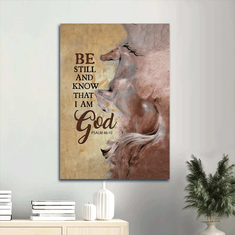 Be Still And Know That I Am God 46 10 Canvas Wall Art - Horse Drawing & Yellow Background - Gift For Christian