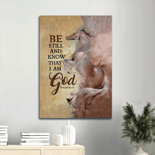 Be Still And Know That I Am God 46 10 Canvas Wall Art - Horse Drawing & Yellow Background - Gift For Christian