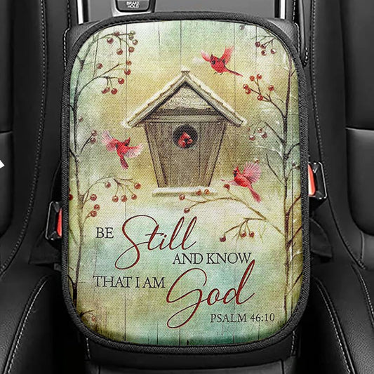 Be Still And Know That I Am God Blue Sea Turtle Starfish Seat Box Cover, Bible Verse Car Center Console Cover, Inspirational Car Interior Accessories
