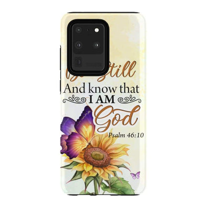 Be Still And Know That I Am God Butterfly Sunflower Phone Case - Bible Verse Phone Cases - Iphone Samsung Phone Case