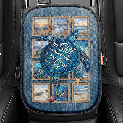 Be Still And Know That I Am God Cardinal Seat Box Cover, Christian Car Center Console Cover, Religious Car Interior Accessories