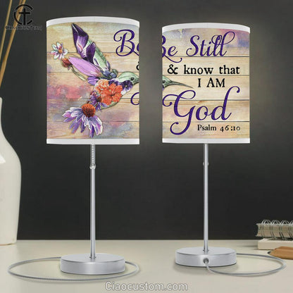 Be Still And Know That I Am God Colorful Hummingbird Large Table Lamp Art - Christian Lamp Art Home Decor - Religious Table Lamp Prints