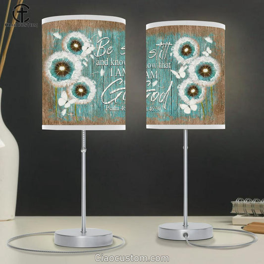 Be Still And Know That I Am God Dandelion Butterflies Table Lamp For Bedroom - Bible Verse Table Lamp - Religious Room Decor