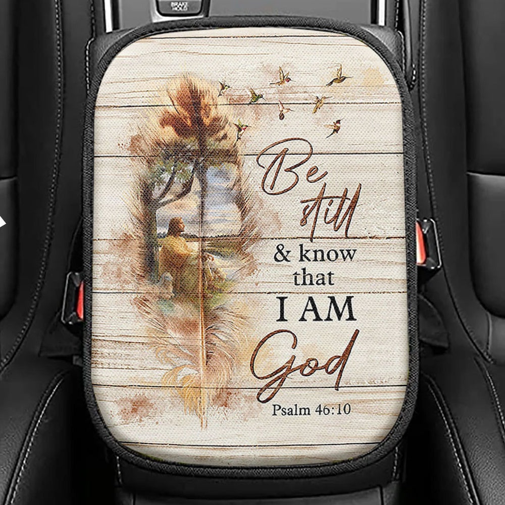 Be Still And Know That I Am God Dream Horse Seat Box Cover, Bible Verse Car Center Console Cover, Christian Inspirational Car Interior Accessories