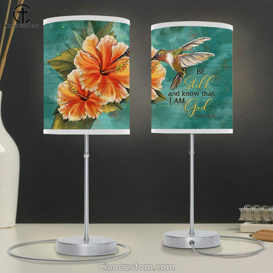 Be Still And Know That I Am God Gladiolus Flower, Hummingbird Lamp Art Table Lamp - Christian Lamp Art - Religious Art