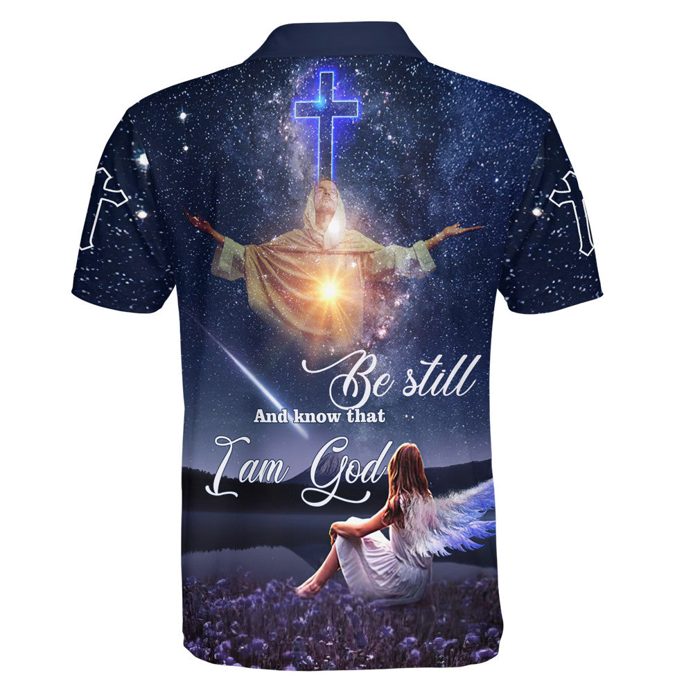 Be Still And Know That I Am God Jesus And Girl Polo Shirt - Christian Shirts & Shorts