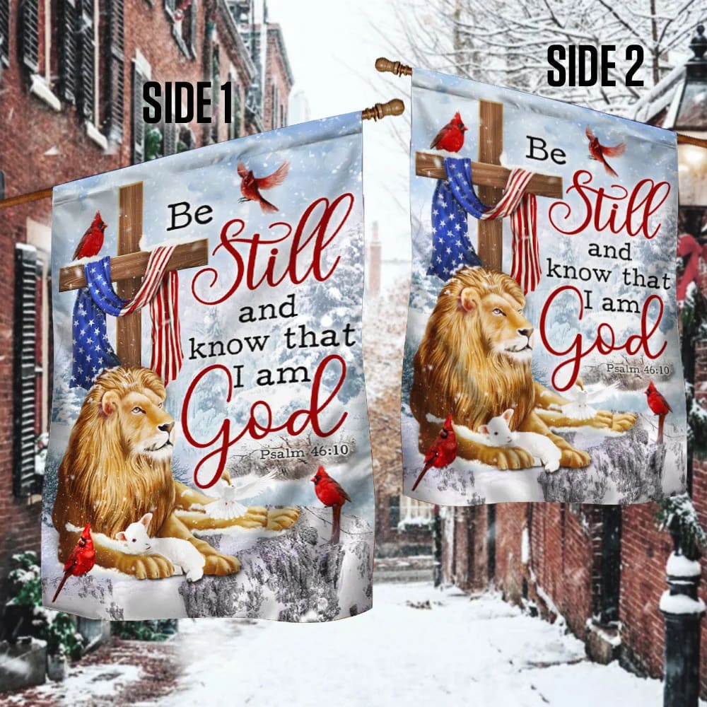 Be Still And Know That I Am God Lion Of Judah Christmas Flag - Christmas Garden Flag - Christmas House Flag - Christmas Outdoor Decoration