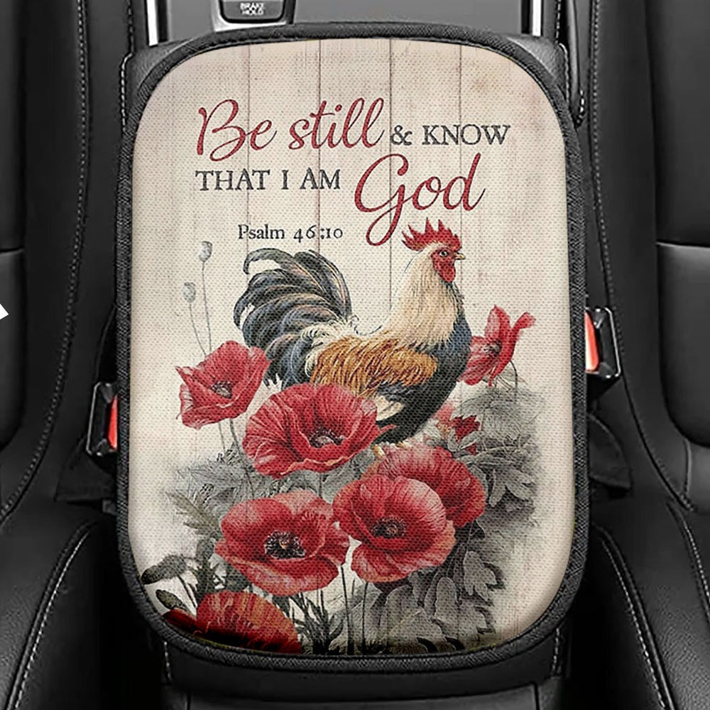 Be Still And Know That I Am God Lion Of Judah Seat Box Cover, Bible Verse Car Center Console Cover, Christian Inspirational Car Interior Accessories