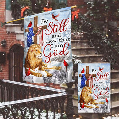 Be Still And Know That I Am God Lion of Judah Christmas Flag - Religious Christmas House Flags