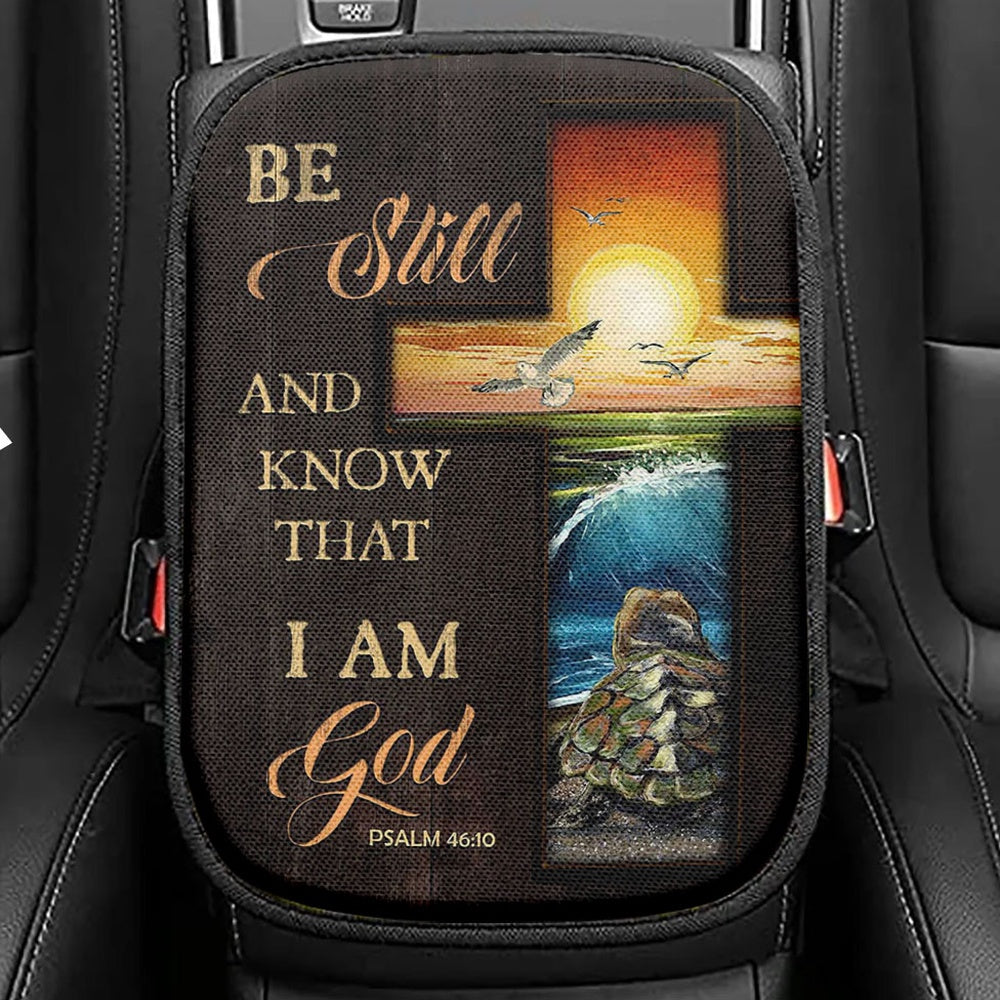 Be Still And Know That I Am God Olive Tree Hummingbird Seat Box Cover, Bible Verse Car Center Console Cover, Christian Car Interior Accessories