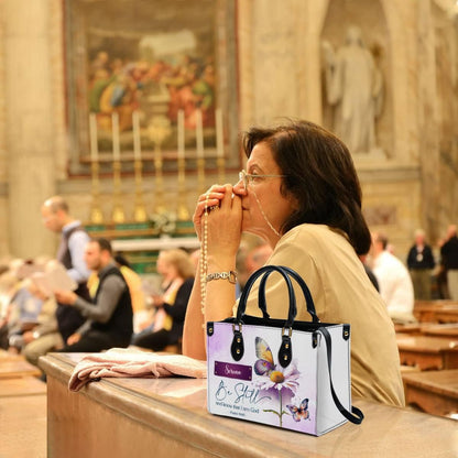 Be Still And Know That I Am God Personalized Leather Bag With Handle for Christian Women