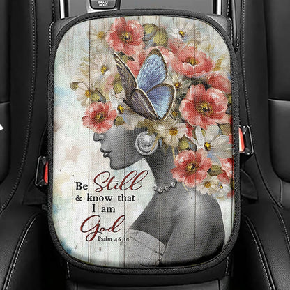 Be Still And Know That I Am God Psalm 4610 Christian Christmas Seat Box Cover, Bible Verse Car Center Console Cover, Scripture Car Armrest Cover