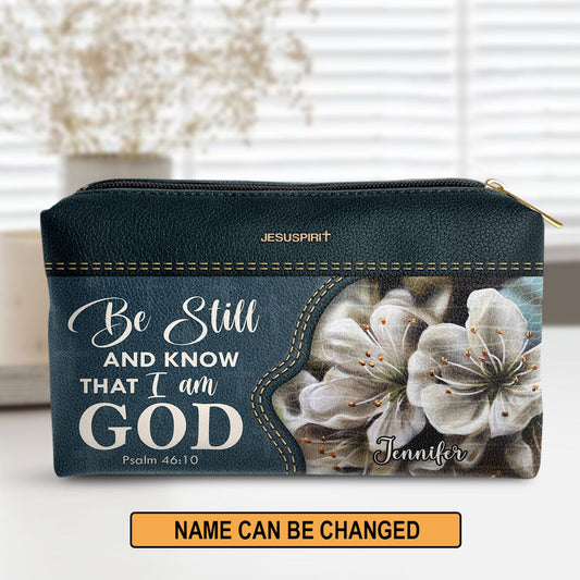 Be Still And Know That I Am God Psalm 4610 Personalized Leather Pouch With Zipper