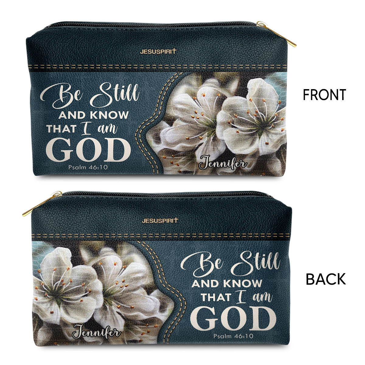 Be Still And Know That I Am God Psalm 4610 Personalized Leather Pouch With Zipper