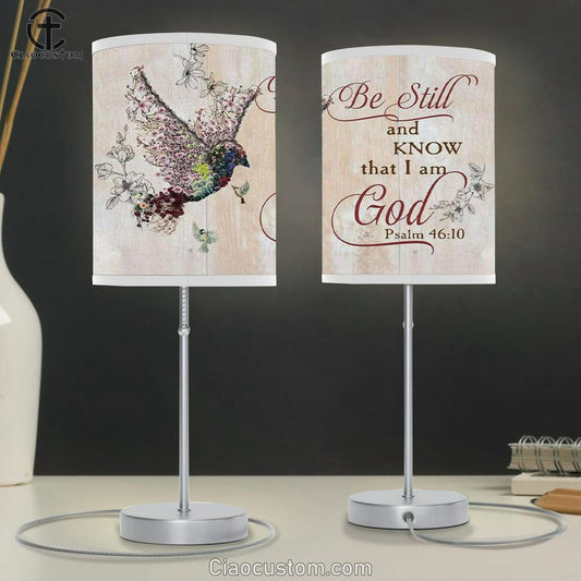 Be Still And Know That I Am God Psalm 4610 Sparrow Bible Verse Lamp Art - Christian Room Decor