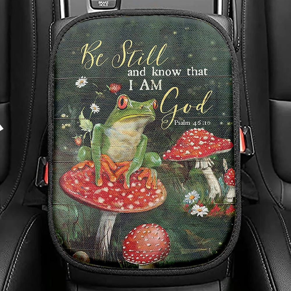 Be Still And Know That I Am God Red Cardinal Seat Box Cover, Christian Car Center Console Cover, Bible Verse Car Interior Accessories