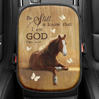 Be Still And Know That I Am God Red Cardinal White Lamb Seat Box Cover, Bible Verse Car Center Console Cover, Christian Car Interior Accessories