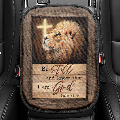 Be Still And Know That I Am God Seat Box Cover, Dandelion Lion Of Judah Lamb Of God Car Center Console Cover, Bible Verse Car Interior Accessories