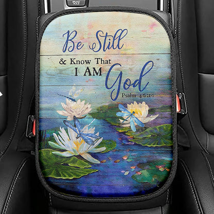 Be Still And Know That I Am God Seat Box Cover, Jesus And The Lamb Hummingbird Car Center Console Cover, Christian Car Interior Accessories