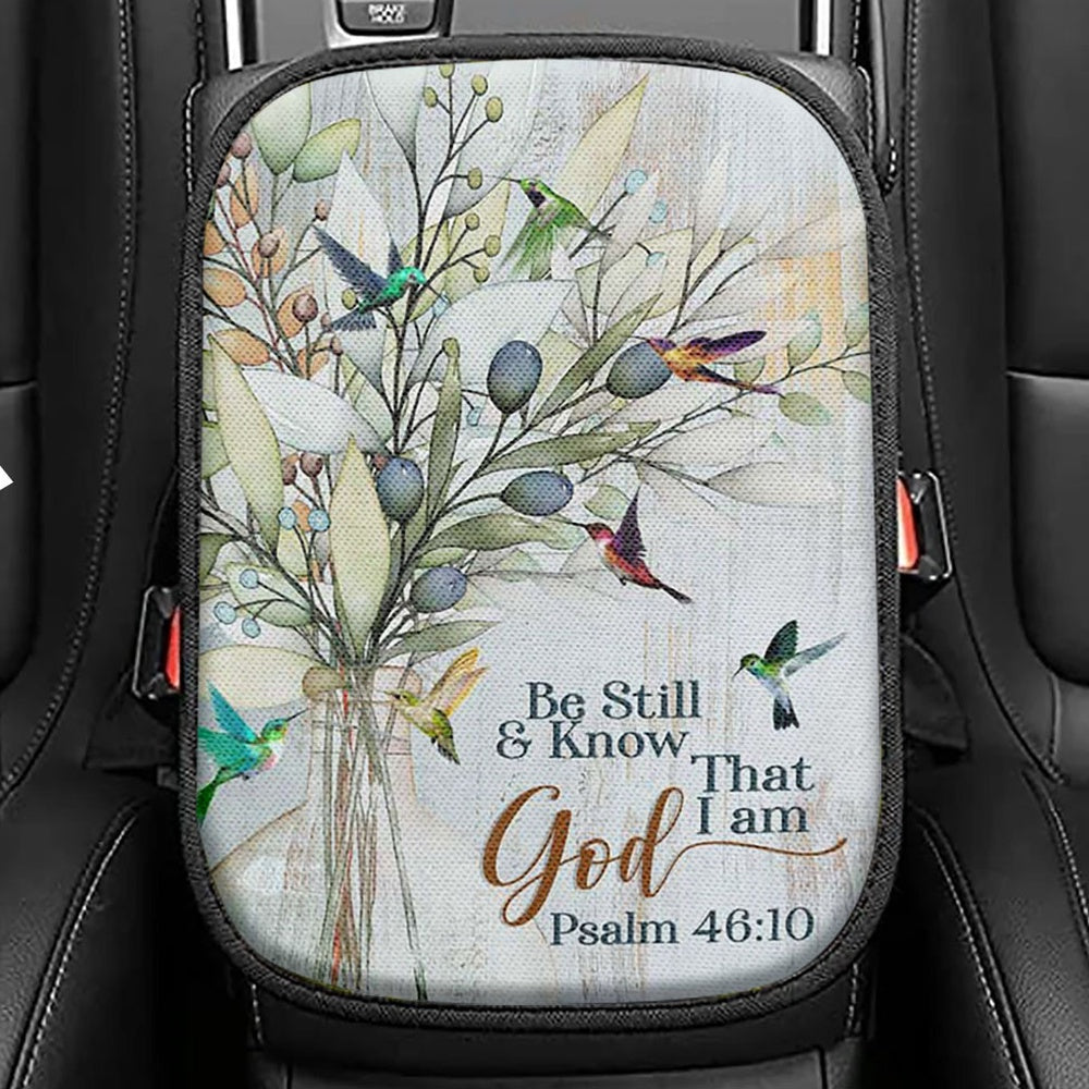 Be Still And Know That I Am God Seat Box Cover, Jesus Face Car Center Console Cover, Christian Car Interior Accessories