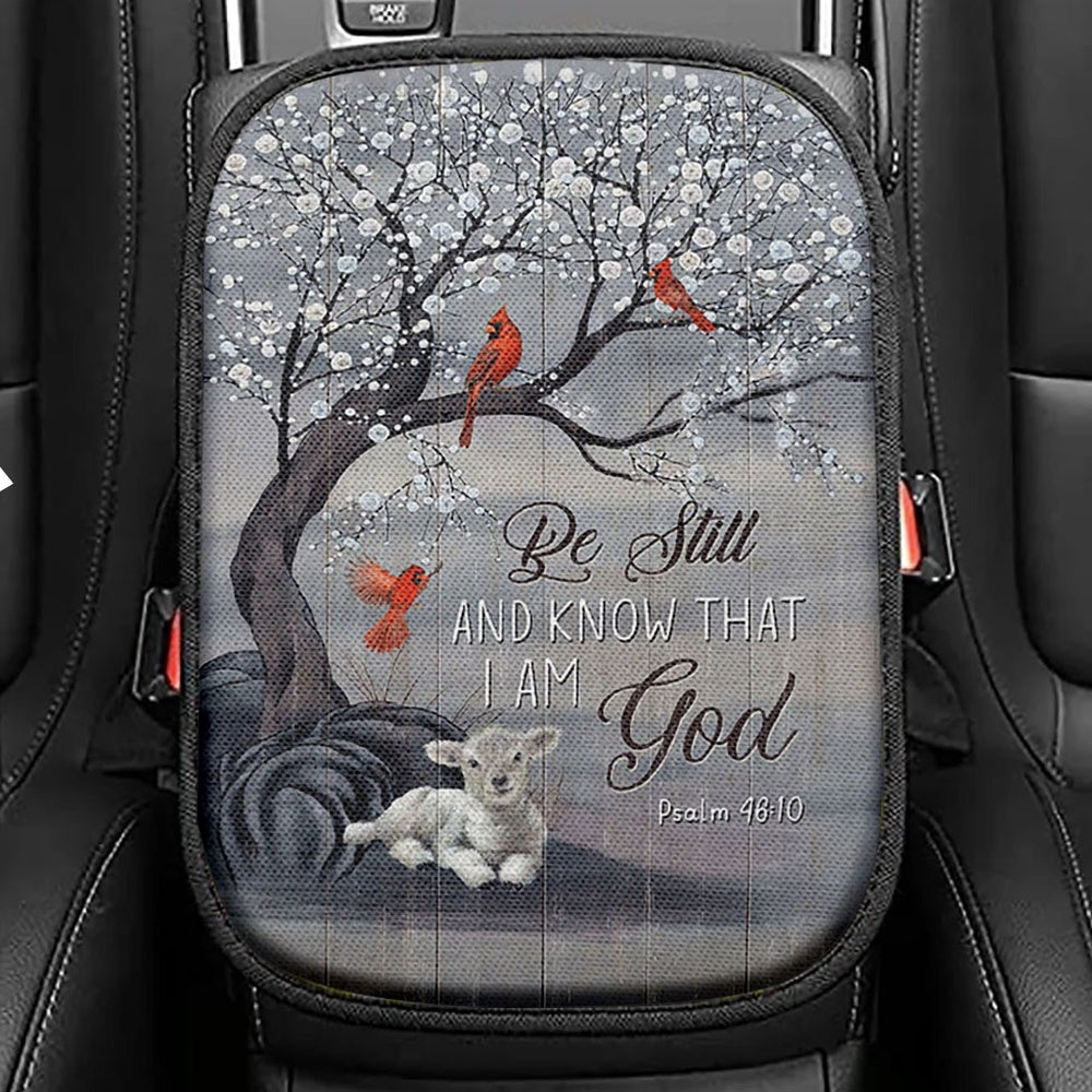 Be Still And Know That I Am God Seat Box Cover, Pretty Lily Bible White Dove Car Center Console Cover, Christian Car Interior Accessories
