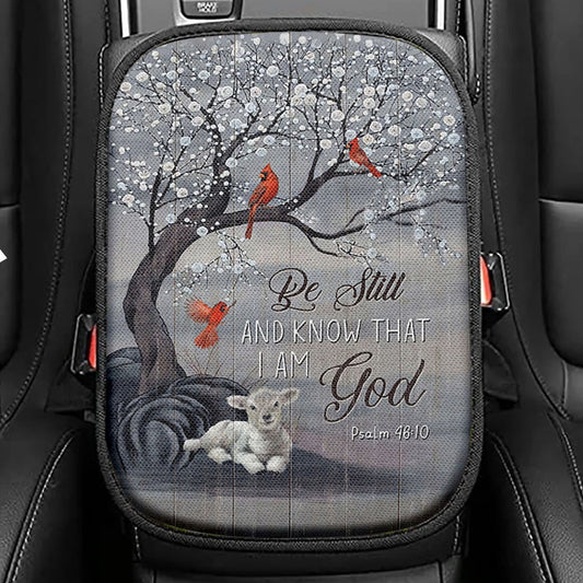 Be Still And Know That I Am God Seat Box Cover, Pretty Lily Bible White Dove Car Center Console Cover, Christian Car Interior Accessories