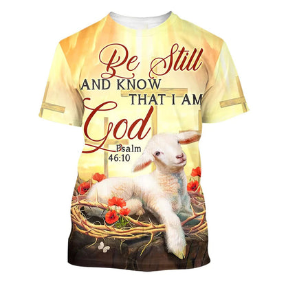 Be Still And Know That I Am God Sheep 3d All Over Print Shirt - Christian 3d Shirts For Men Women