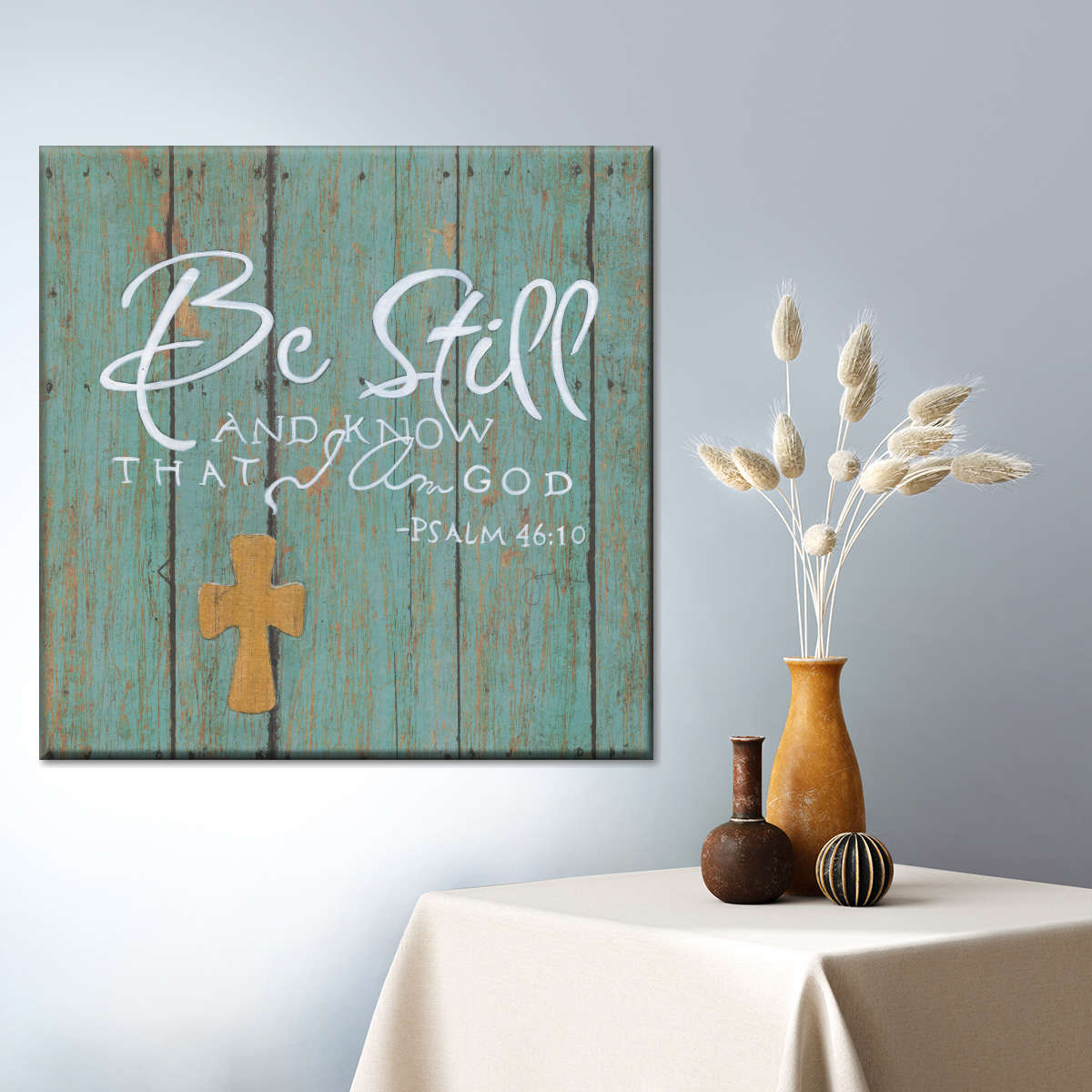 Be Still And Know That I Am God Square Canvas Wall Art - Bible Verse Wall Art Canvas - Religious Wall Hanging