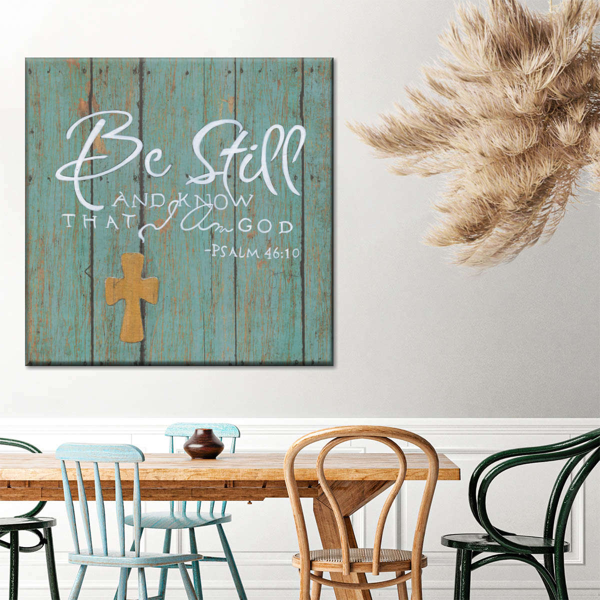 Be Still And Know That I Am God Square Canvas Wall Art - Bible Verse Wall Art Canvas - Religious Wall Hanging