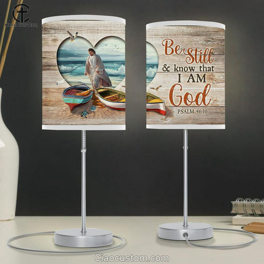 Be Still And Know That I Am God Table Lamp - Boat Jesus Walking On Water Lamp Art Table Lamp - Christian Lamp Art - Religious Art