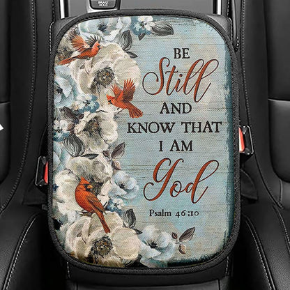 Be Still And Know That I Am God Wooden Cross Seat Box Cover, Bible Verse Car Center Console Cover, Scripture Car Interior Accessories