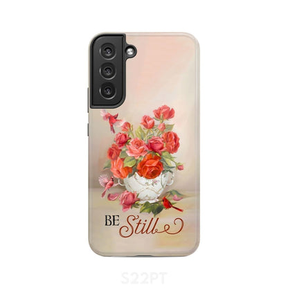 Be Still Cardinals Flowers - Christian Phone Case - Bible Verse Phone Cases Samsung