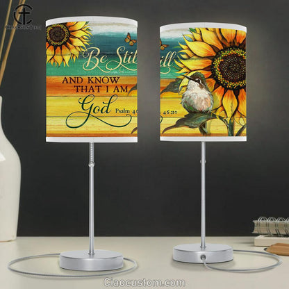 Be Still I Am God Baby Hummingbird Giant Sunflower Table Lamp For Bedroom - Bible Verse Table Lamp - Religious Room Decor