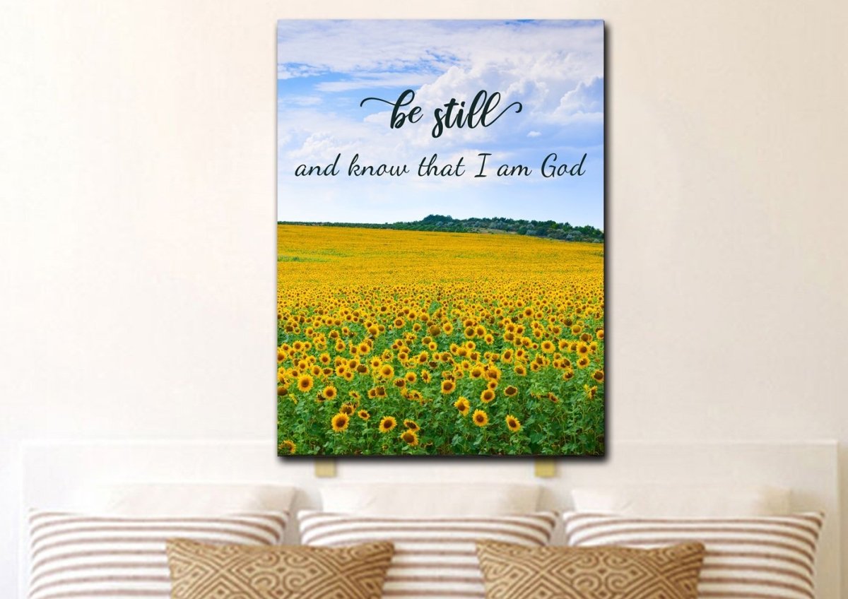 Be Still & Know That I Am God Bible Verse Canvas Wall Art
