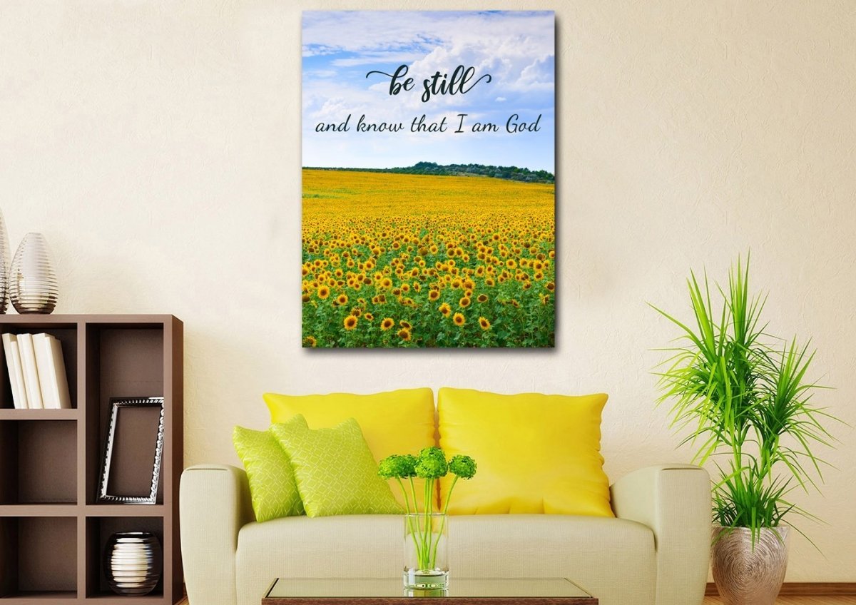 Be Still & Know That I Am God Bible Verse Canvas Wall Art