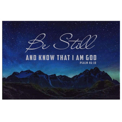 Be Still & Know That I Am God Psalm 4610 Mountain Stars Wall Art Canvas - Religious Wall Decor