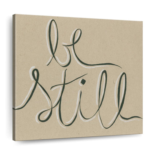 Be Still Typography Square Canvas Wall Art - Bible Verse Wall Art Canvas - Religious Wall Hanging