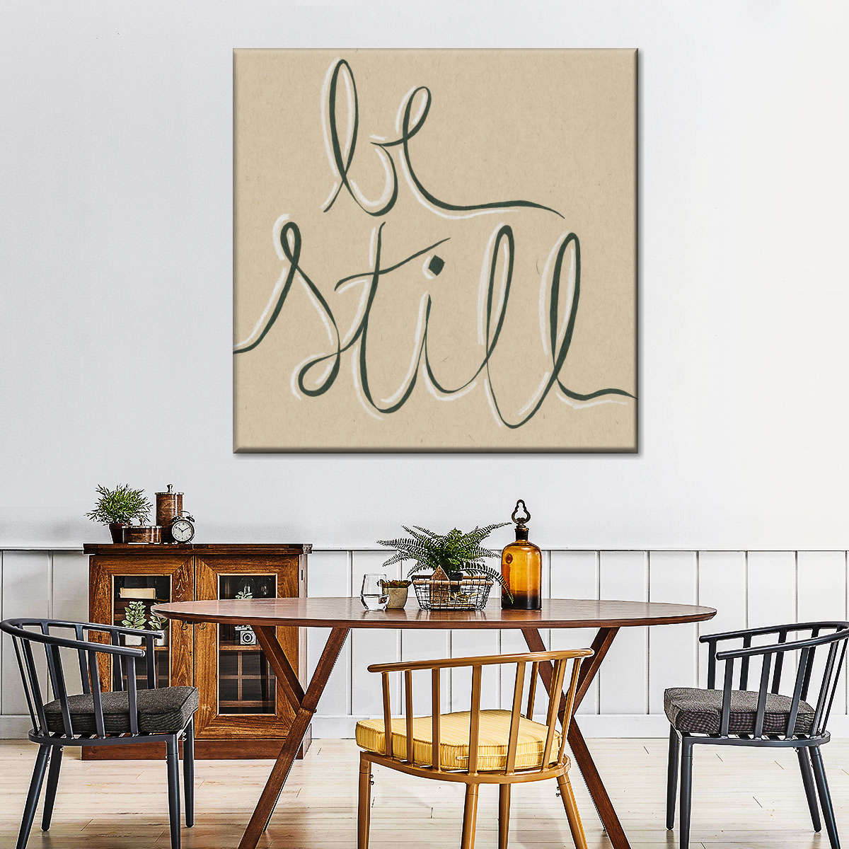 Be Still Typography Square Canvas Wall Art - Bible Verse Wall Art Canvas - Religious Wall Hanging