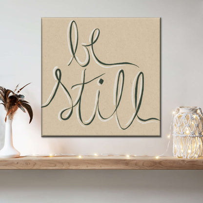 Be Still Typography Square Canvas Wall Art - Bible Verse Wall Art Canvas - Religious Wall Hanging