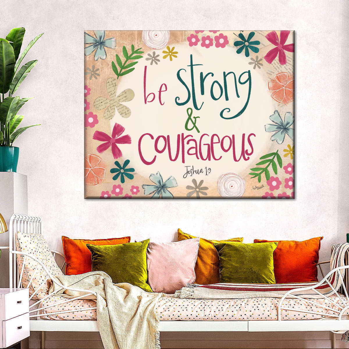Be Strong And Courageous Canvas Wall Art - Christian Canvas Wall Art - Religious Wall Art Canvas