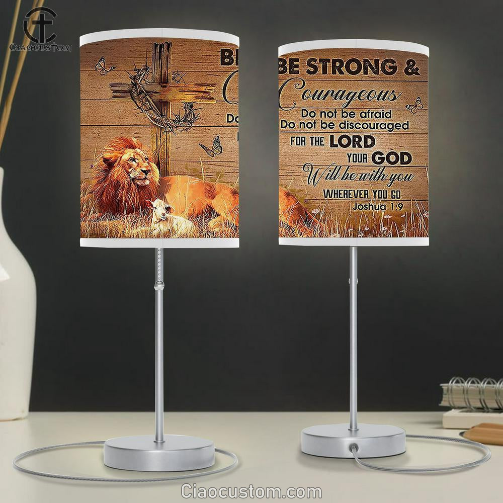 Be Strong And Courageous The Lion Table Lamp Art - Lion Table Lamp Room Decor