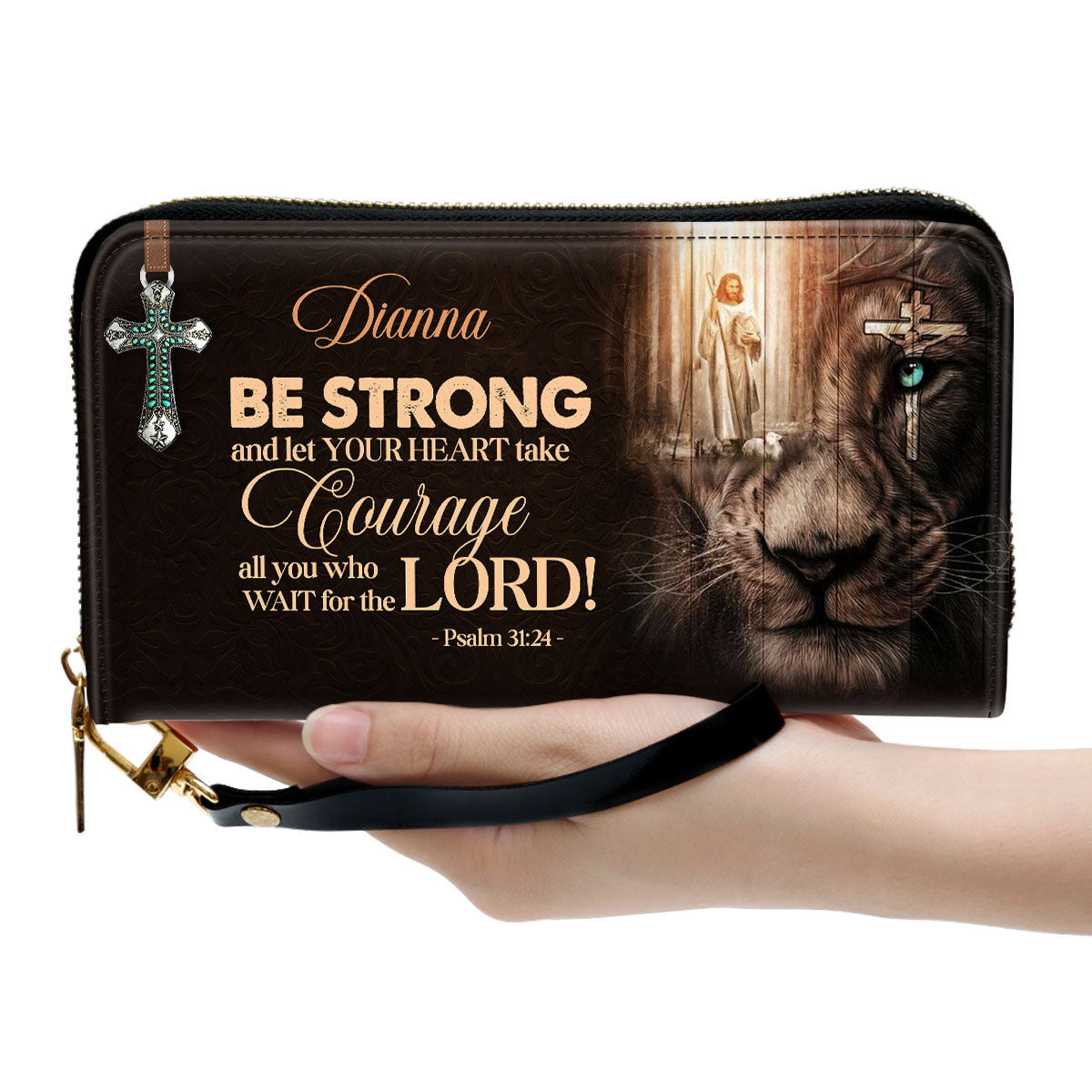 Be Strong, And Let Your Heart Take Courage Clutch Purse For Women - Personalized Name - Christian Gifts For Women
