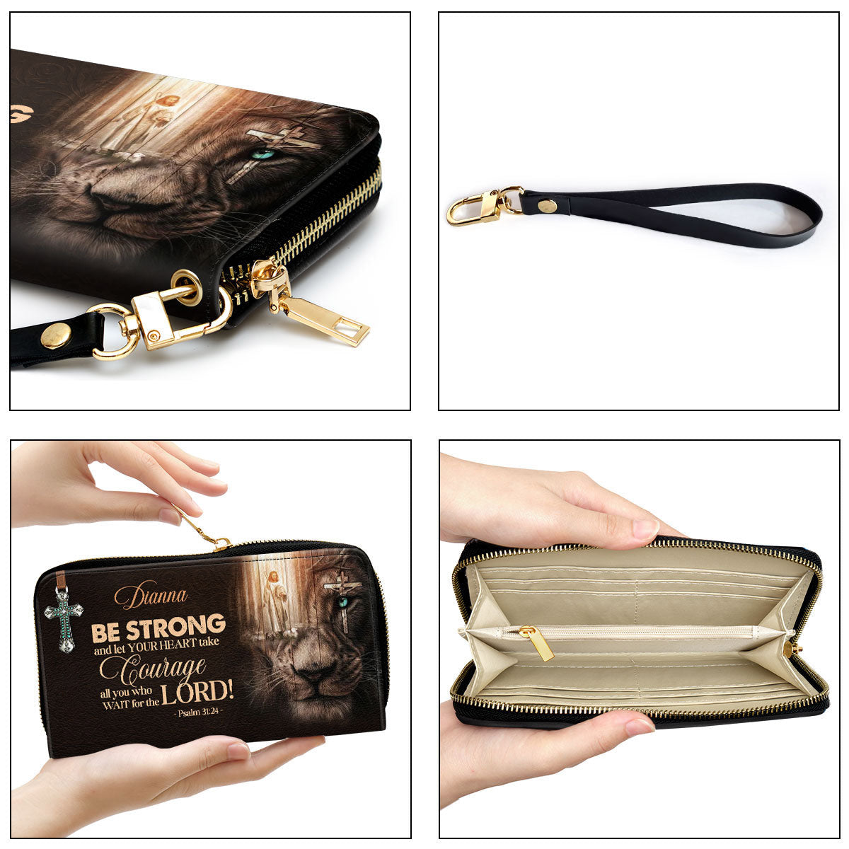 Be Strong, And Let Your Heart Take Courage Clutch Purse For Women - Personalized Name - Christian Gifts For Women